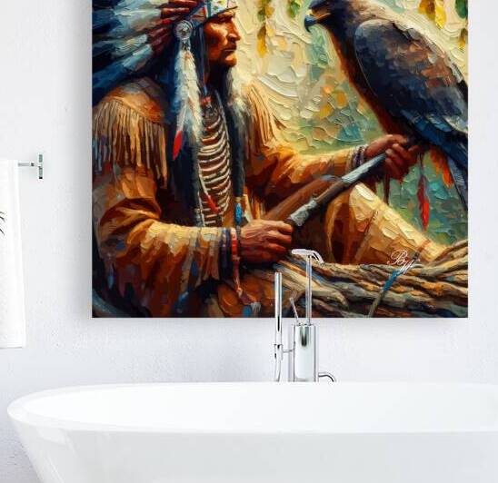 Native American Indian and Hawk 4 by Billy Wayne