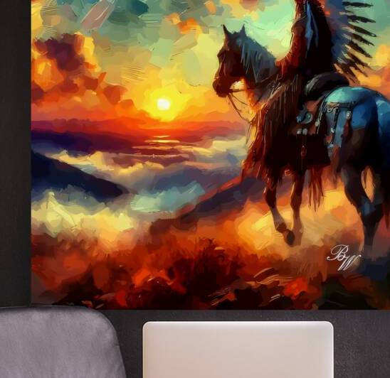  Native American Indian On Horseback in the Mountains 7 by Billy Wayne