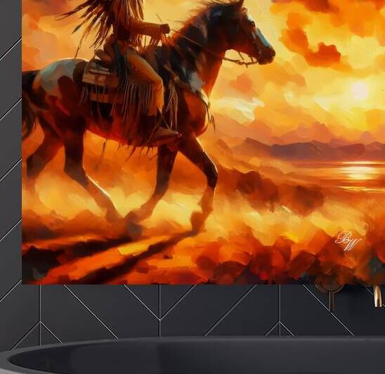  Native American Indian Riding on prairie 2 by Billy Wayne