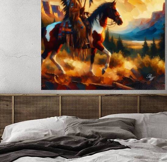  Native American Indian Riding on Prairie 3 by Billy Wayne