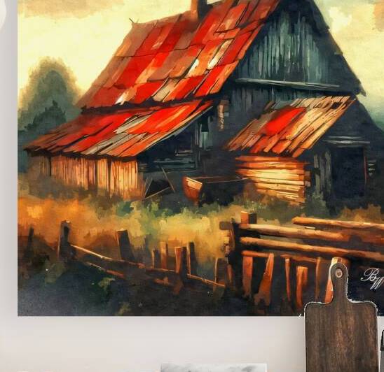 Old Barn with Red Roof Reproduction
