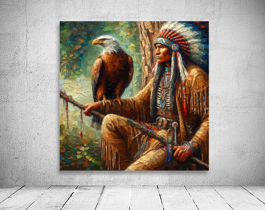 Native American Indian and Eagle by Billy Wayne Wall Art