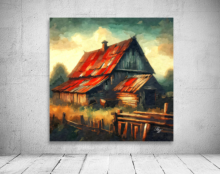 Old Barn with Red Roof Wall Preview
