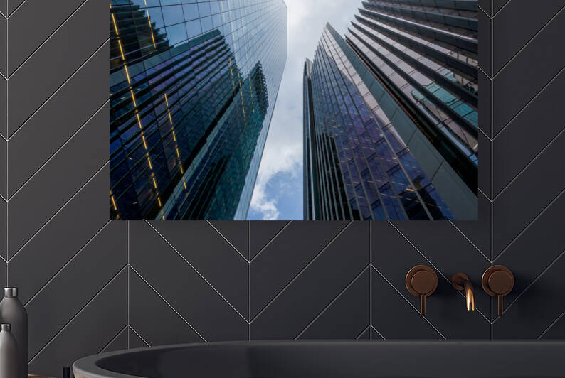  Londons financial district skyscrapers from below by Milton Cogheil