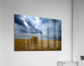 Hay Bales Under a Cloudy Sky Acrylic Print