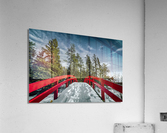Red Bridge in Snow Acrylic Print