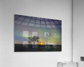 Moonrise Under Northern Lights Acrylic Print