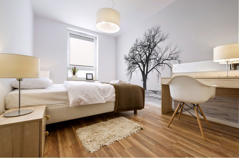 Lone Tree in Snowstorm Mural print