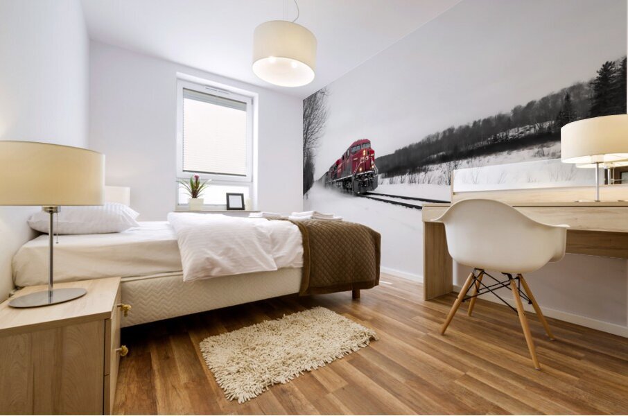 Train After Snowstorm Mural print