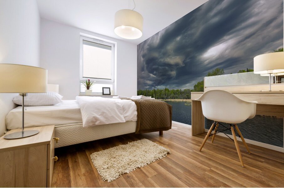 Sunset Under Stormy Sky Mural print