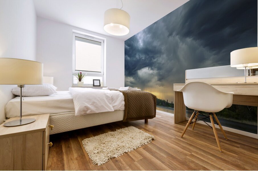 Sunset Under Stormy Sky Mural print