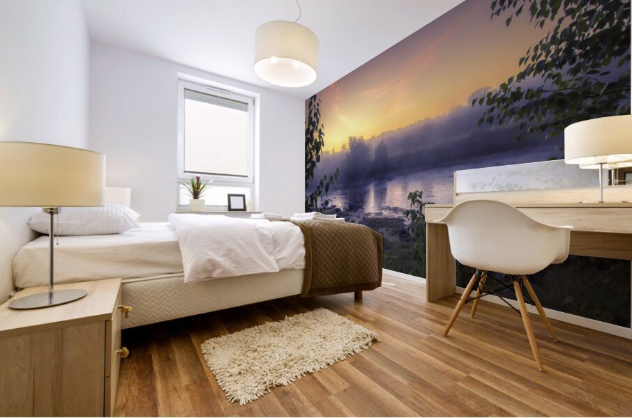 Foggy Sunrise on the Roseau River Mural print