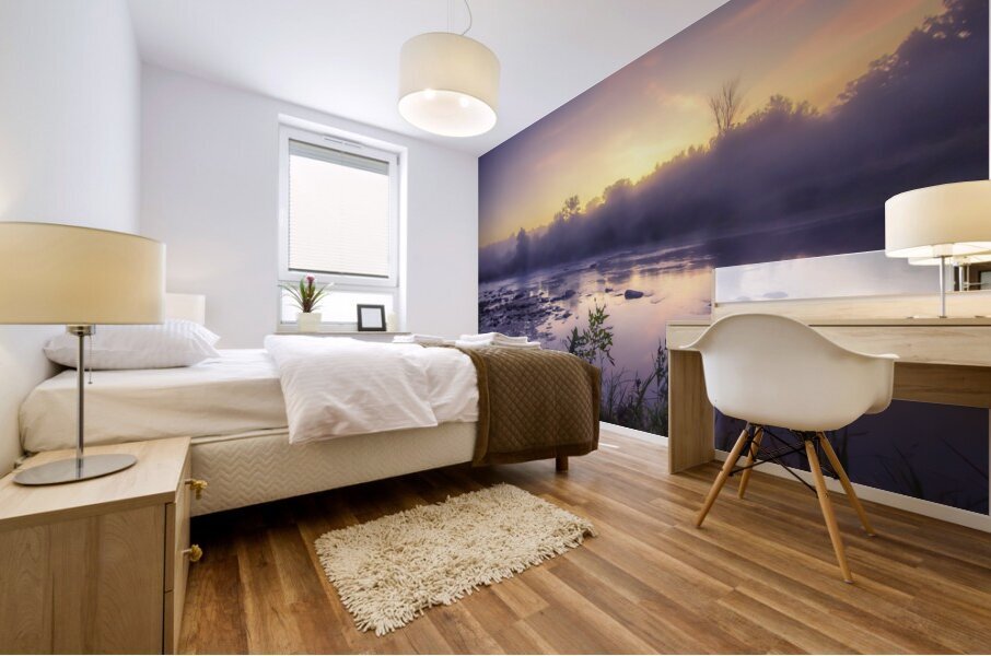 Foggy Sunrise on the Roseau River Mural print