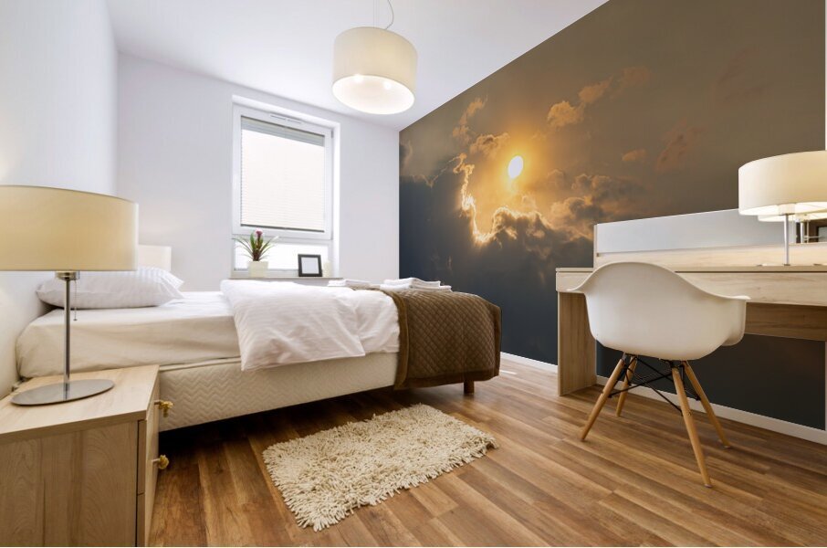 Hazy Sun Behind Clouds Impression murale