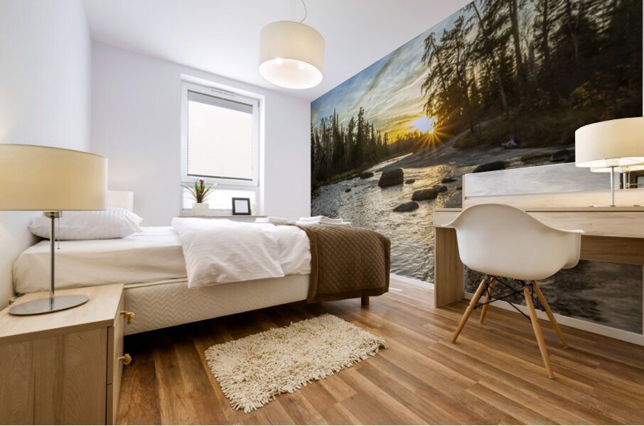 Sunset at Pine Point Rapids Mural print