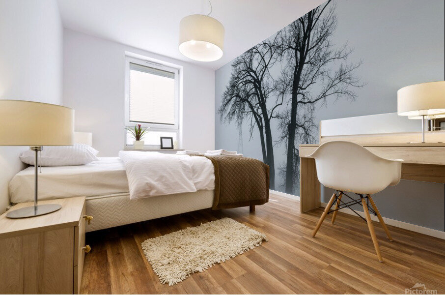 Lone Tree in Winter Storm Mural print