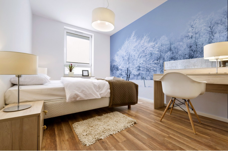 Lone Tree in Hoarfrost Impression murale