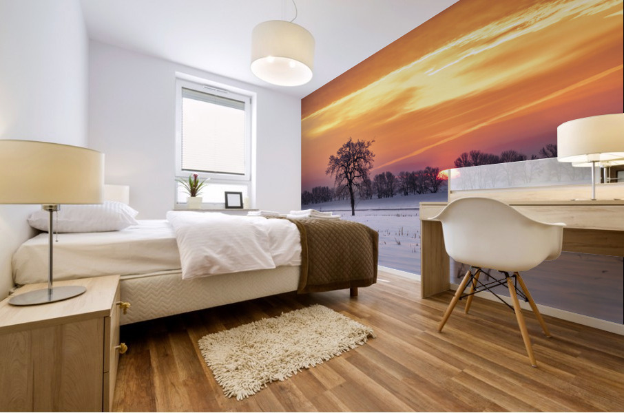 Lone Tree at Sunrise Mural print