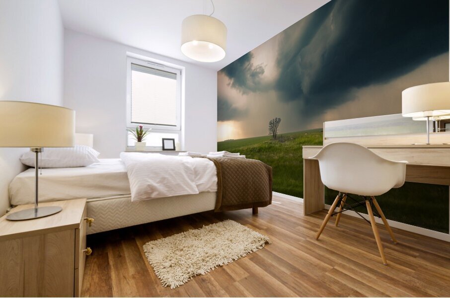 Lone Tree and Incoming Storm Impression murale