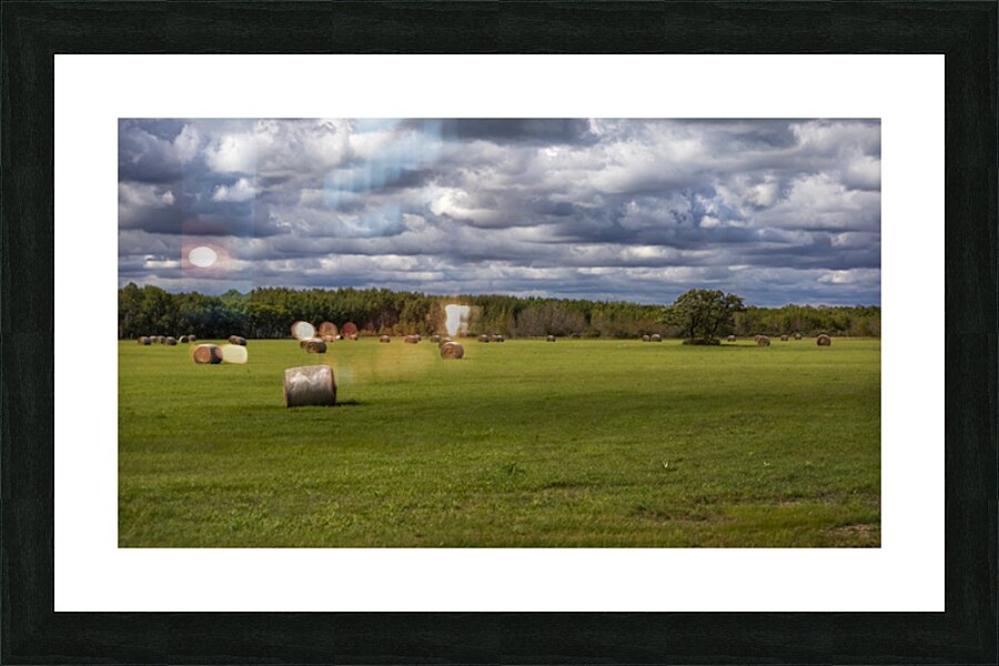 Haybales Under a Cloudy Sky Picture Frame print