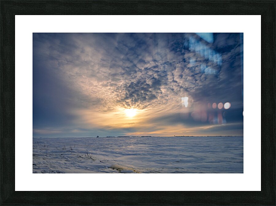 Sunset Over Winter Field Picture Frame print