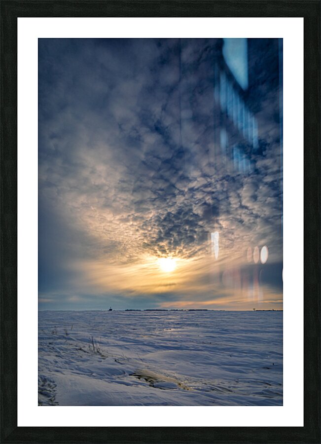 Sunset Over Winter Field Picture Frame print