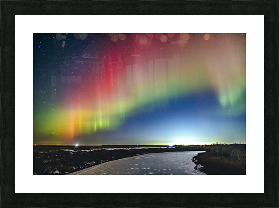 Rainbow Auroras Over The Red River Impression et Cadre photo