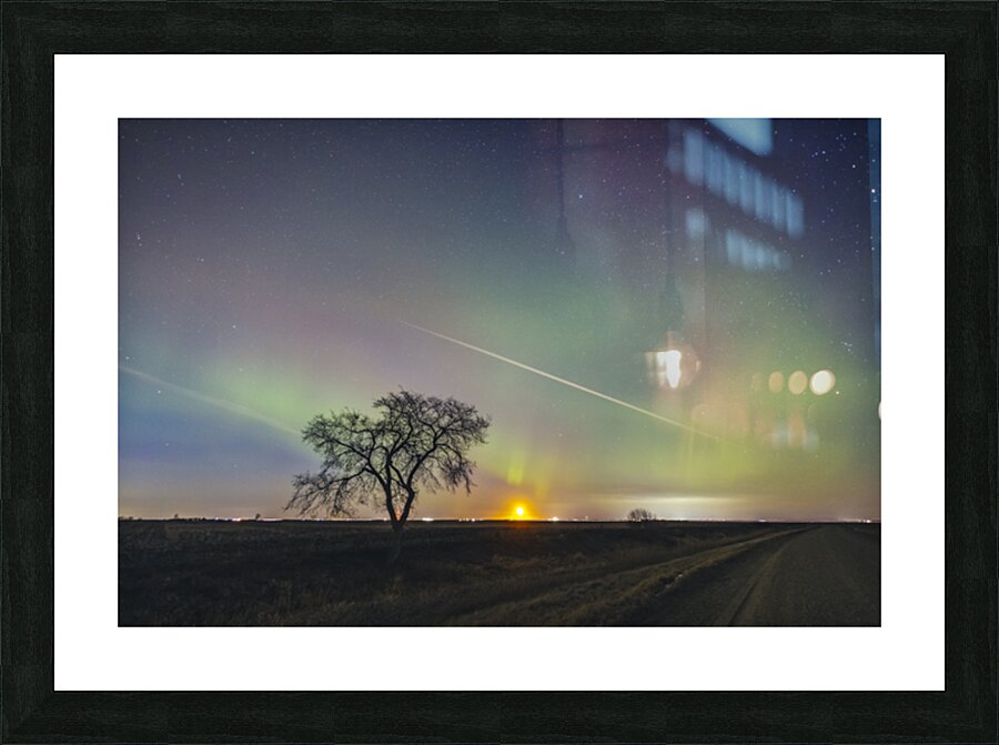 Moonrise Under Northern Lights Picture Frame print