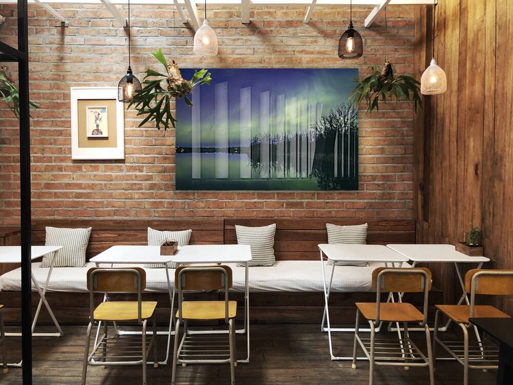 Northern Lights Over the Lake Reproduction