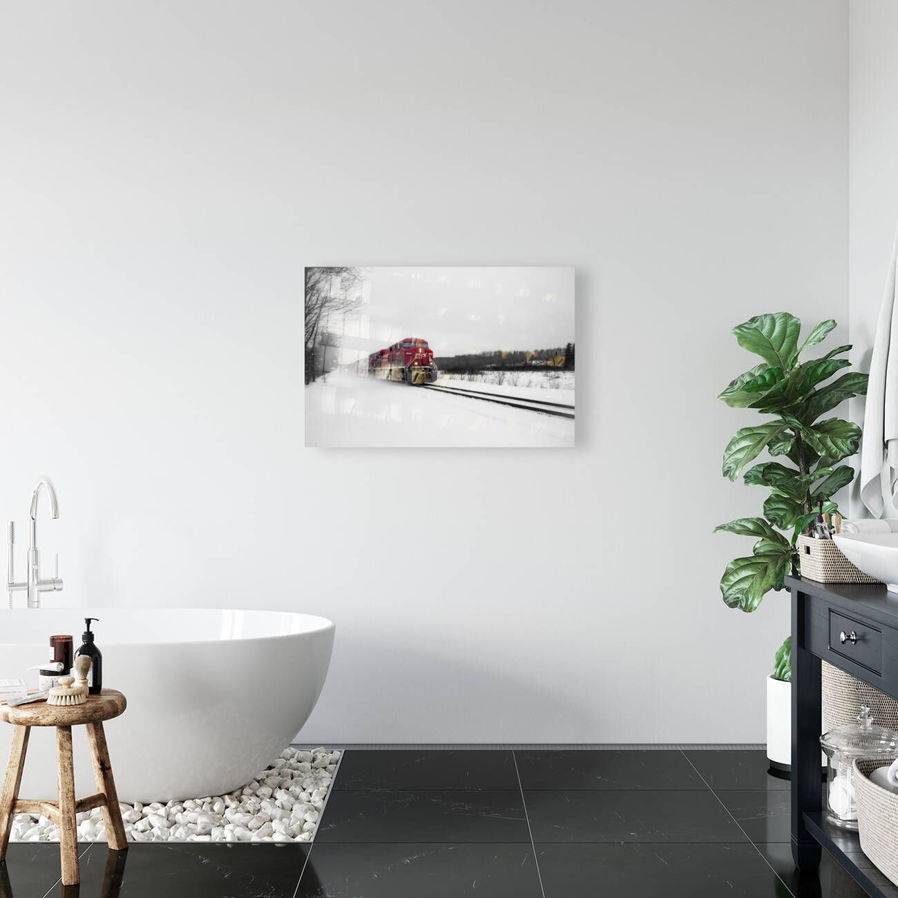 Train After Snowstorm Reproduction