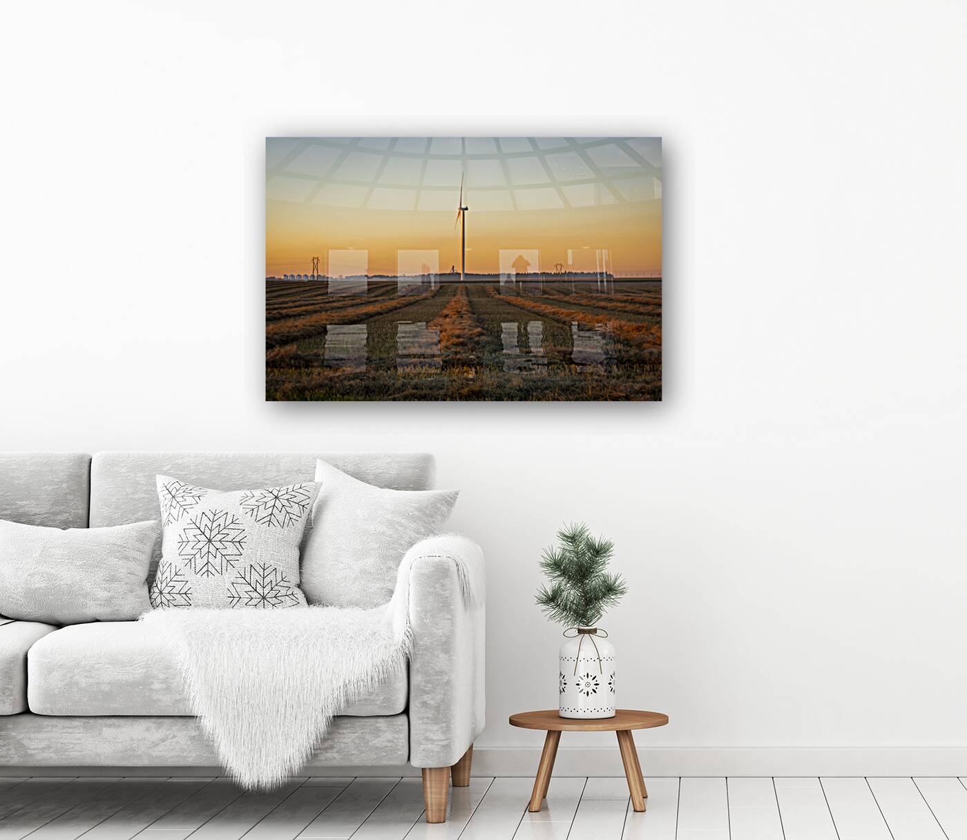 Wind Turbines at Sunset Reproduction