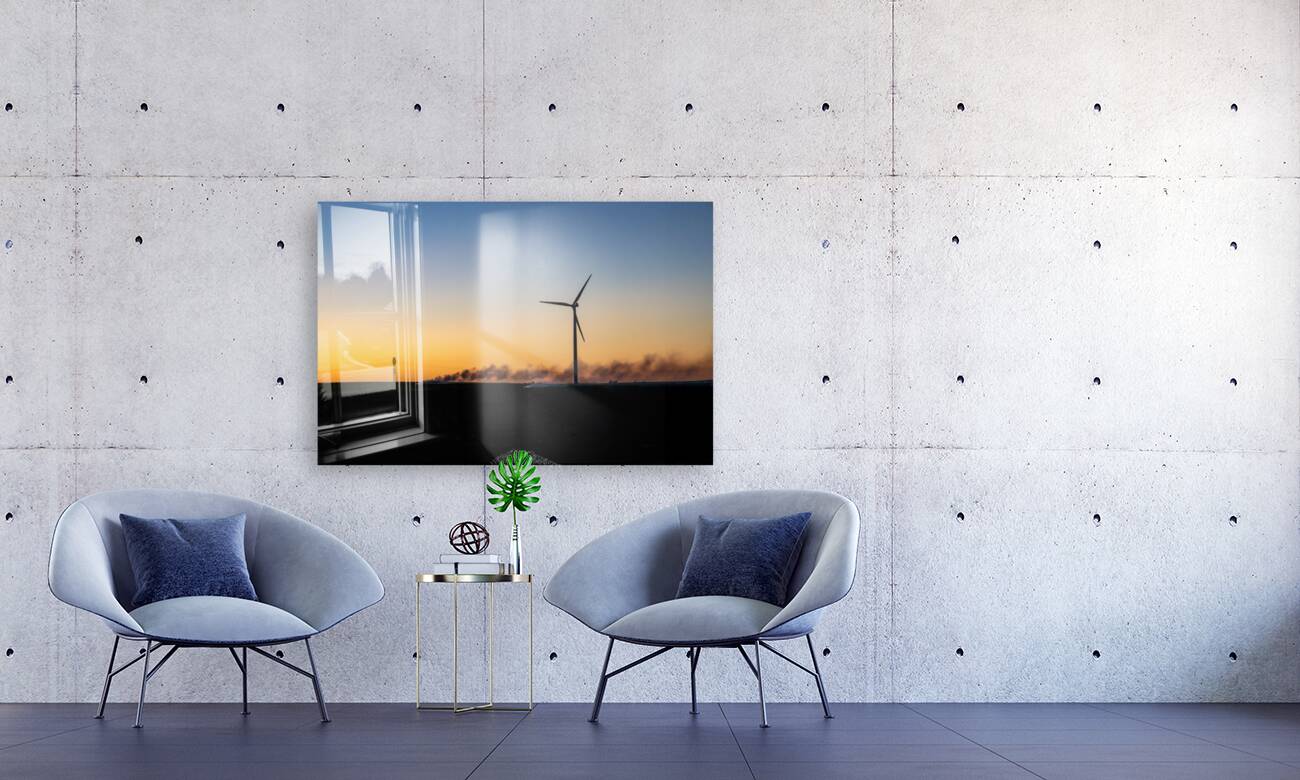 Wind Turbines at Sunset Reproduction
