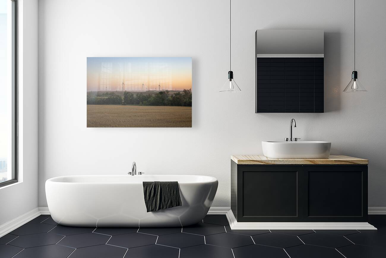 Wind Turbines at Sunset Reproduction