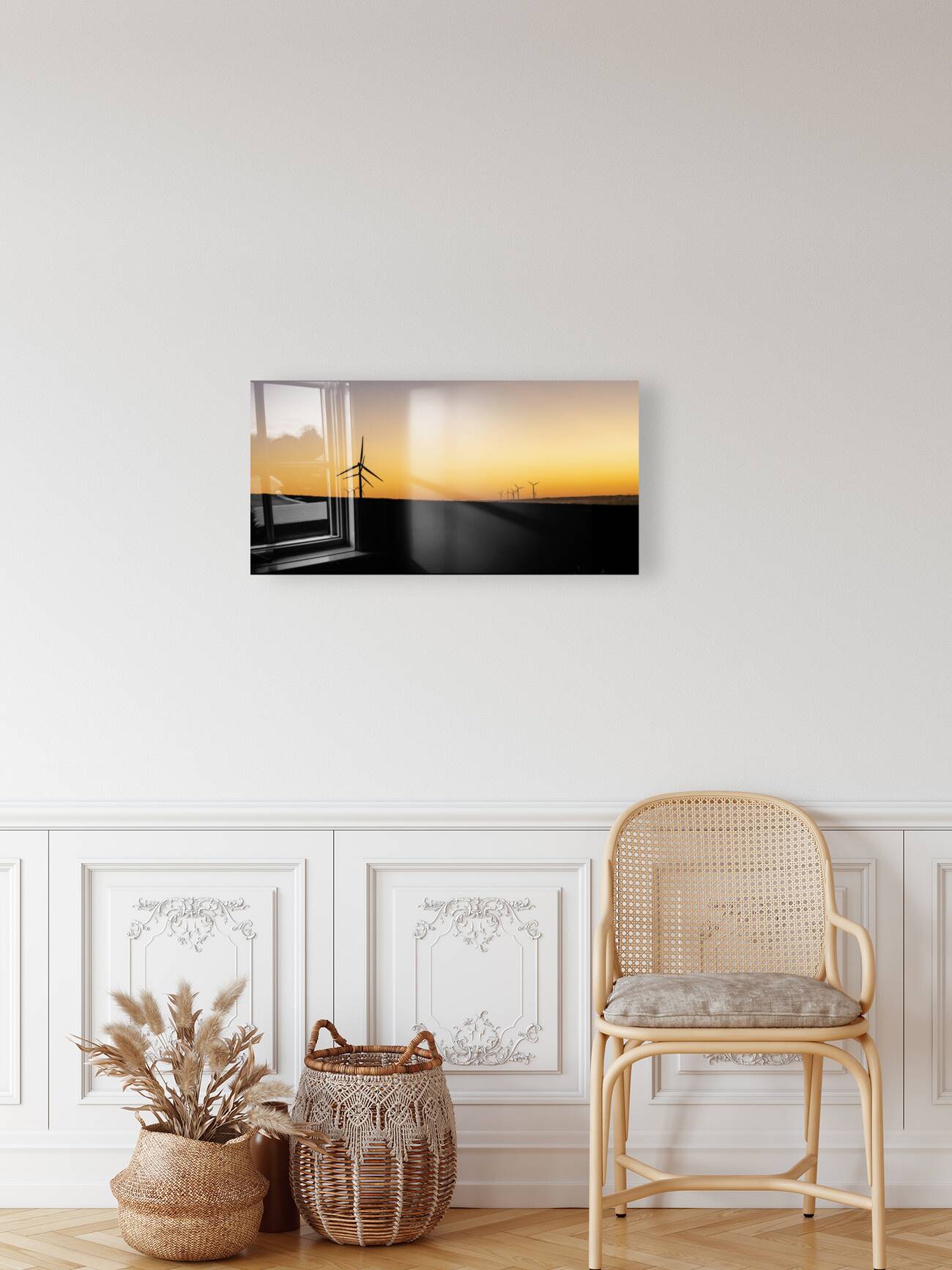 Wind Turbines at Sunset Reproduction