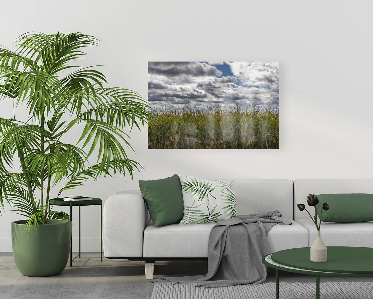 Cornfield Under a Cloudy Day Reproduction