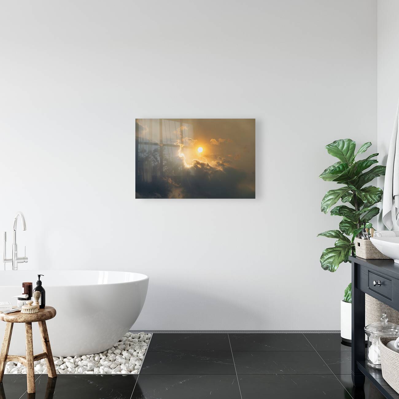 Hazy Sun Behind Clouds Reproduction