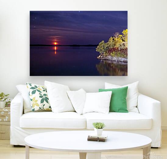 Moon Sets Over Shoal Lake Reproduction