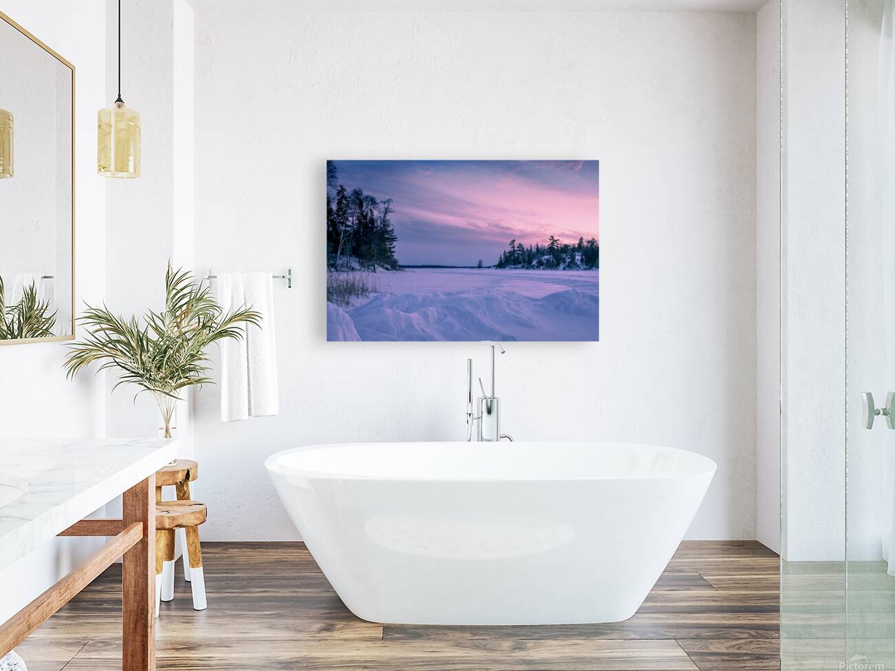 Frozen Lake at Dusk Reproduction