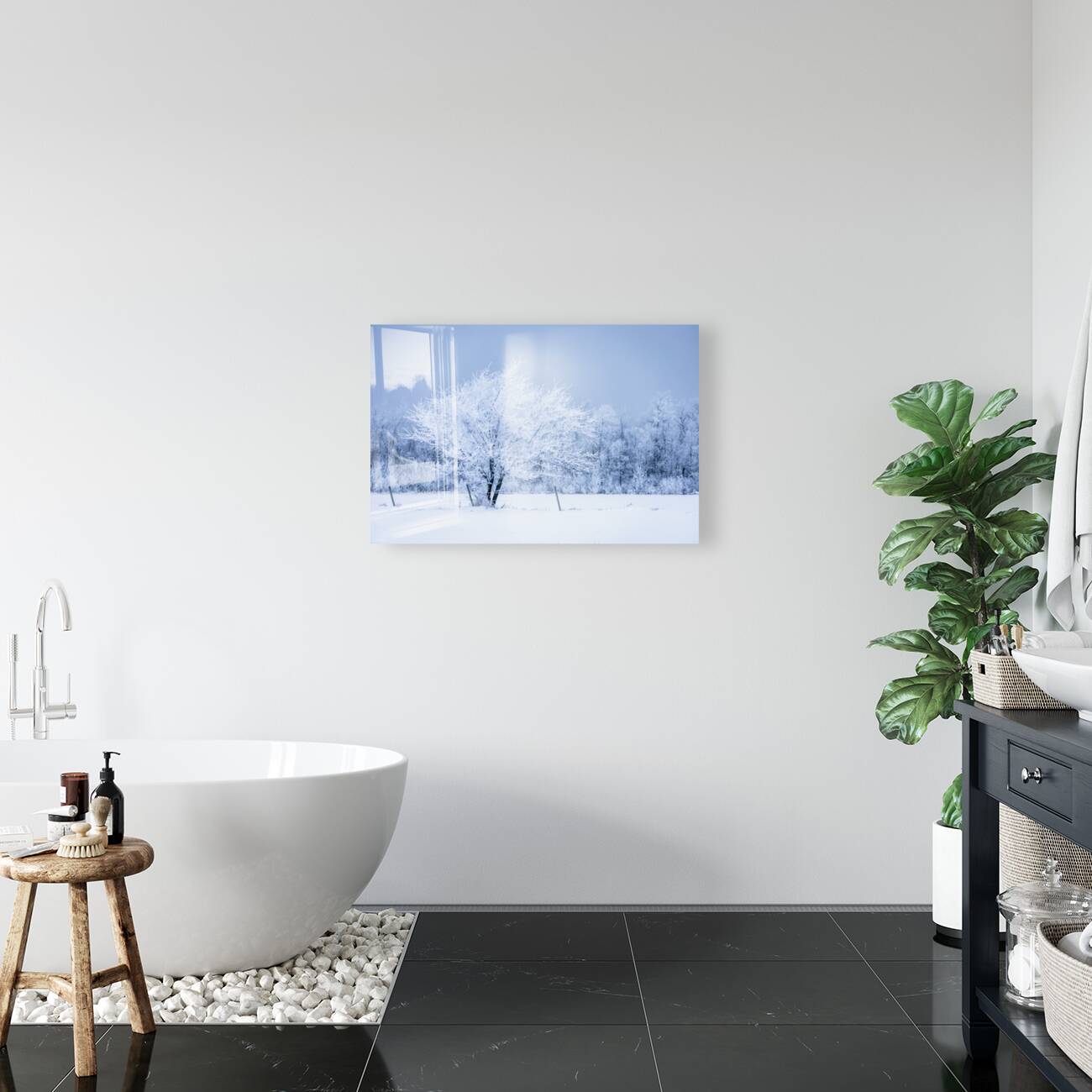 Lone Tree in Hoarfrost Reproduction