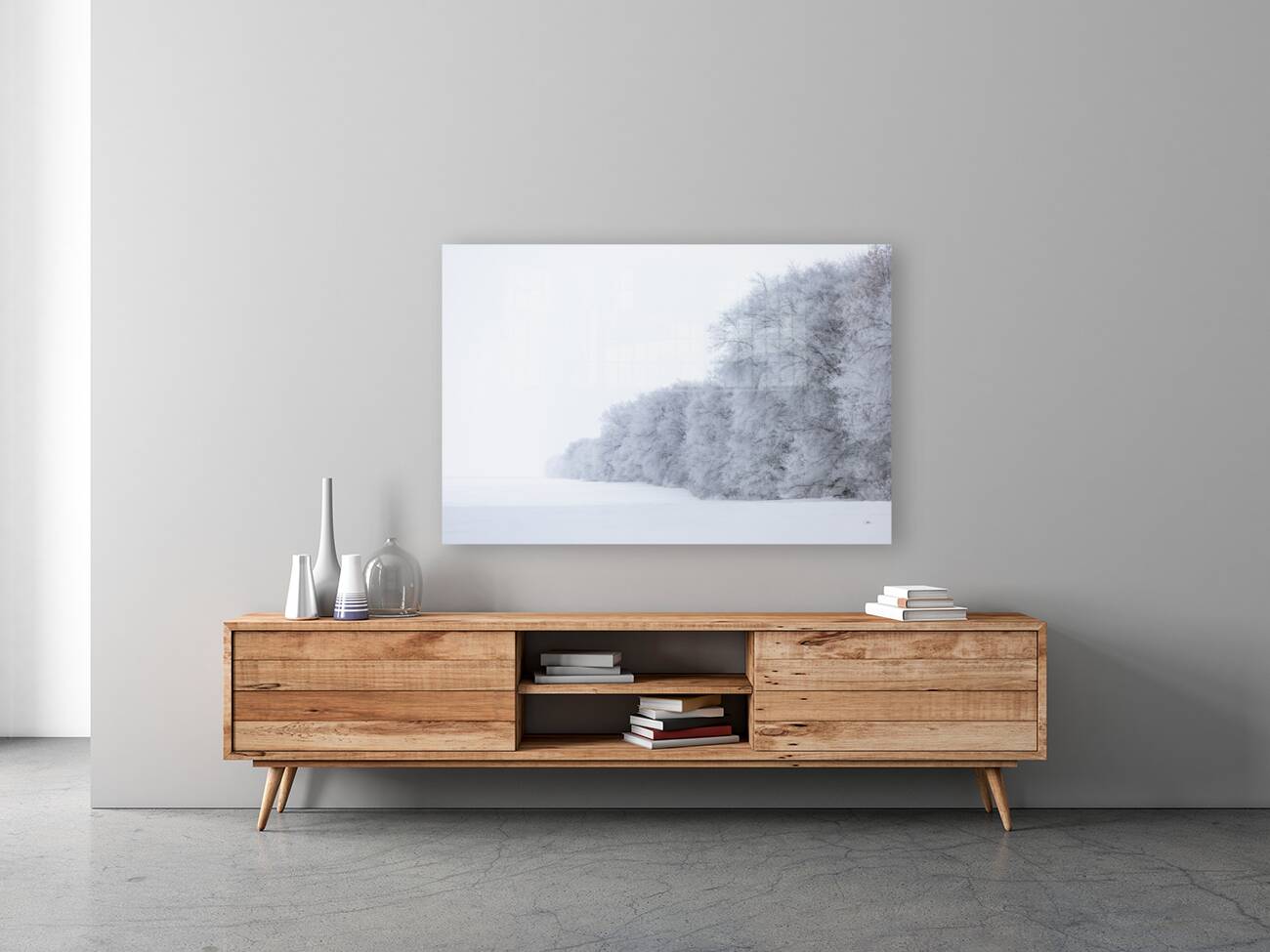 Tree Row in Hoarfrost Reproduction