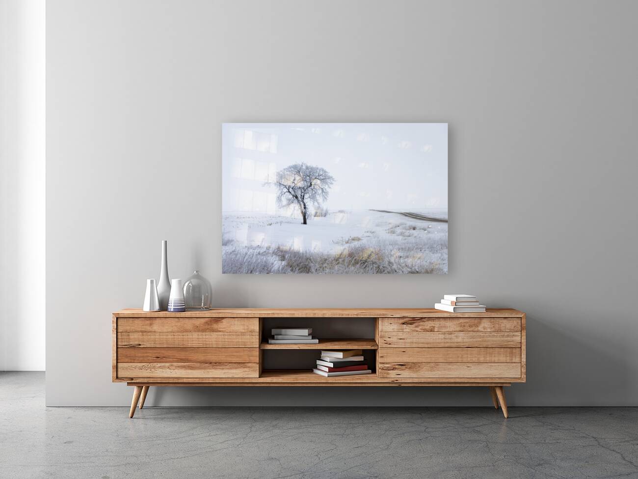 Lone Tree in Winter Fog Reproduction