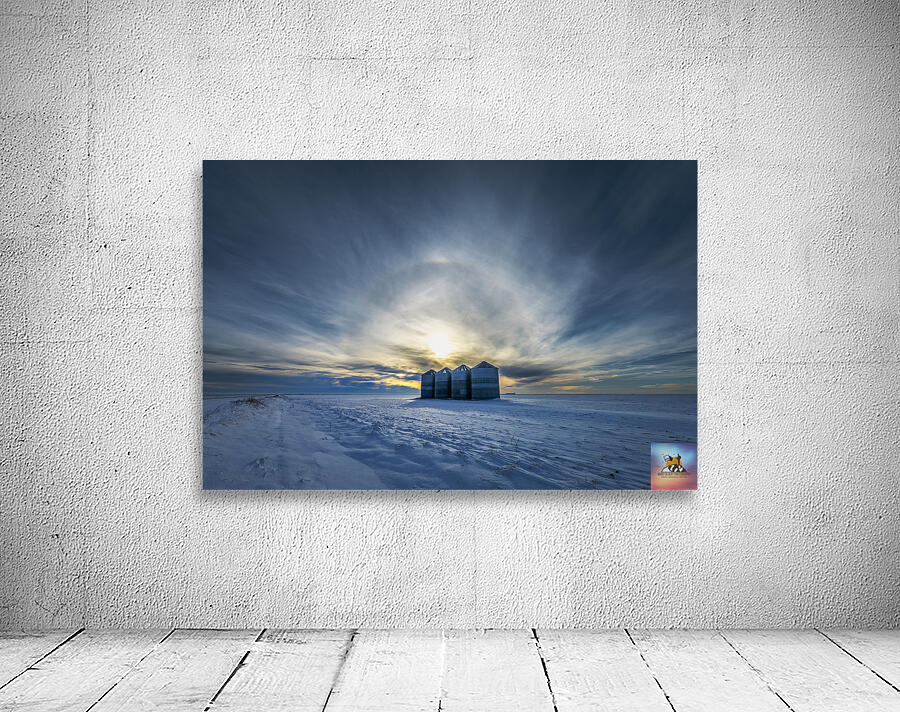 Sundogs Behind Grain Bins Wall Preview