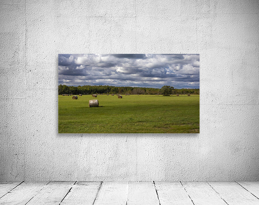 Haybales Under a Cloudy Sky Wall Preview