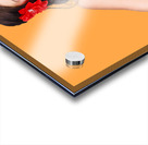 Pinup girl flexing biceps muscle. Bodybuilding Acrylic print