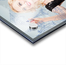 Blond woman drawing a travel landmark illustration Acrylic print