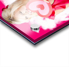 Cute love hungry girl eating big red heart Acrylic print