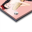 A pin up girl holding a little wooden skateboard Acrylic print