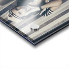 Young retro pinup woman shouting maritime surprise Acrylic print