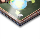Nerd man holding earth world globe in classroom Acrylic print