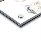 Pretty young business women holding sacks of money Acrylic print